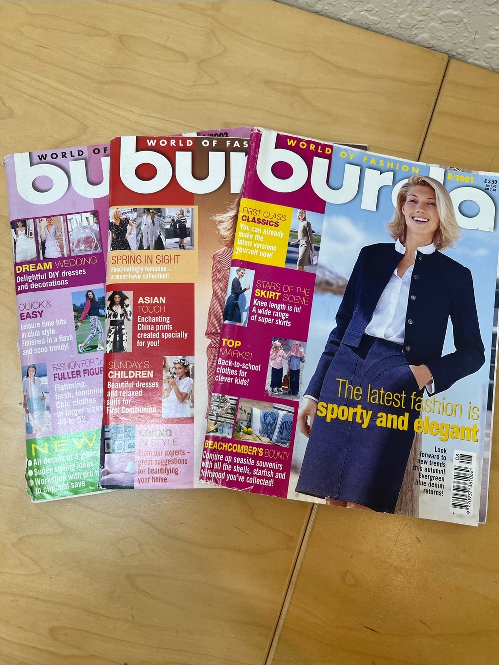 Set of 3 Burda World of Fashion patterns Magazine Blue Cover Edition
